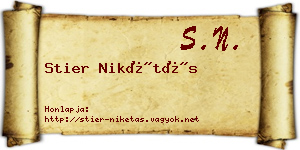 Stier Nikétás névjegykártya